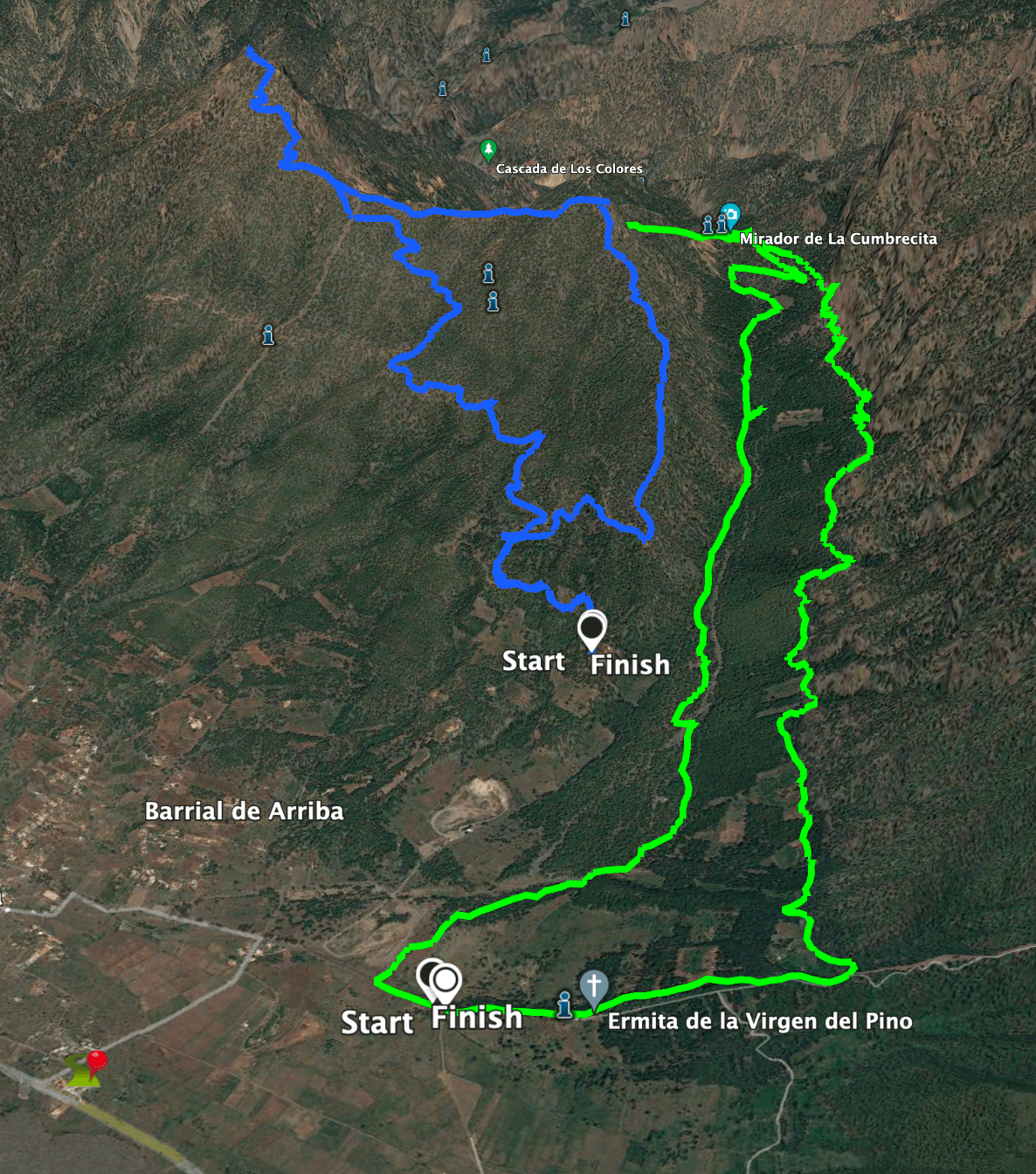 Track La Cumbrecita (grün) und Pico Bejenado (blau)