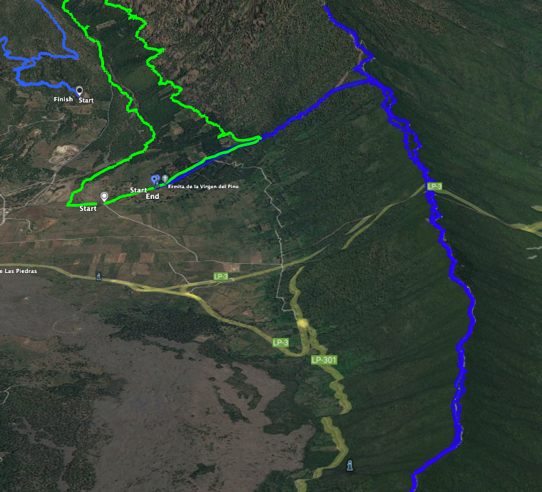 Track Cumbrecita (grün) und blau der Weg auf die Cumbre Nueva