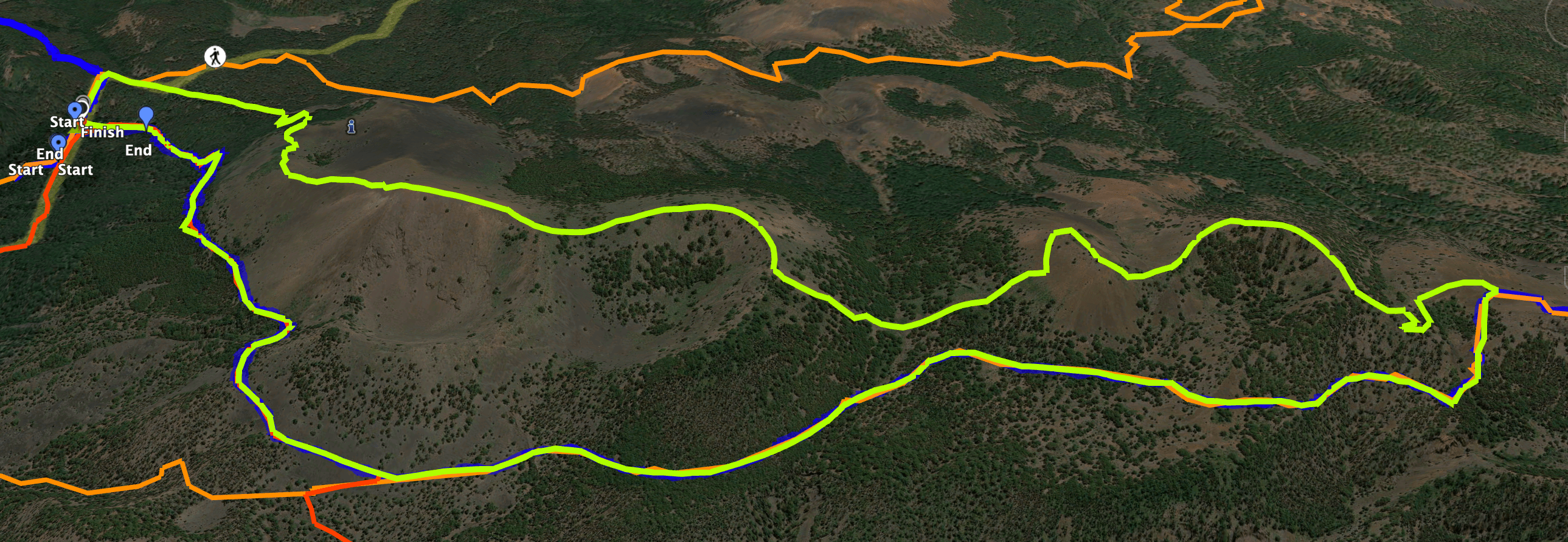 Track der Wanderung El Pilar über die Gipfel und zurück auf der Ruta de los Volcanes