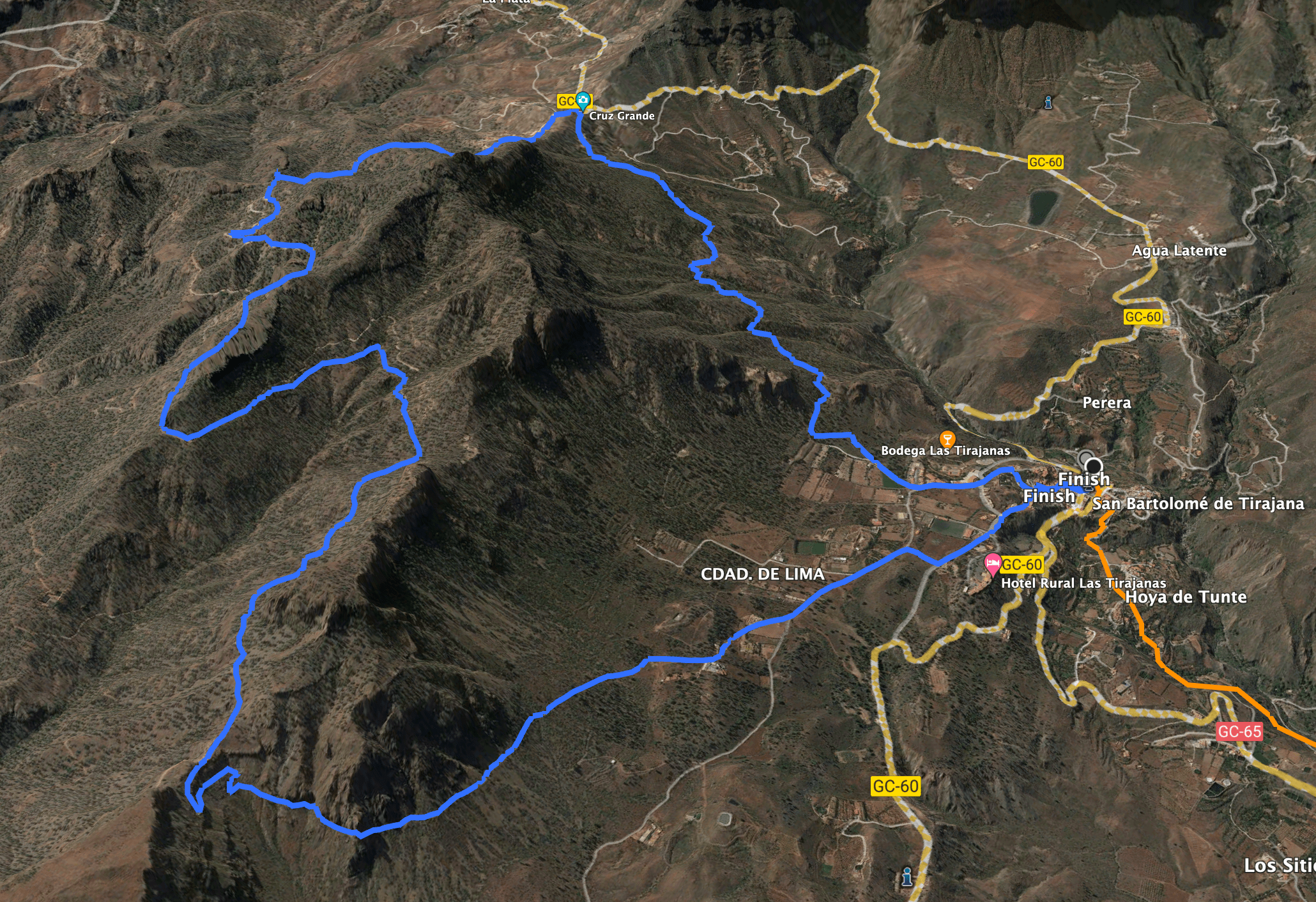 Track der Wanderung San Bartolomé - Cruz Grande
