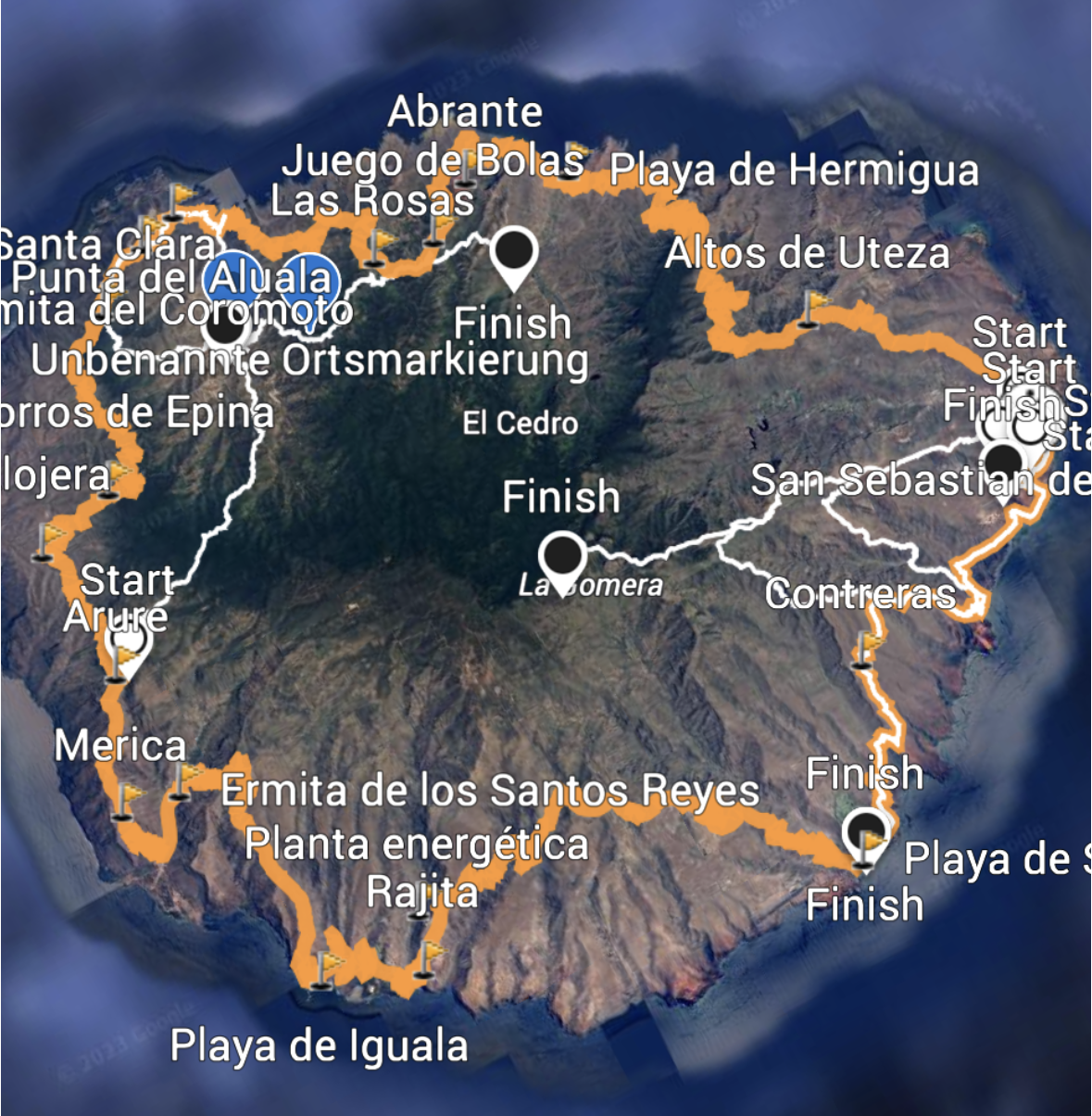 Track des Inselwanderweges GR-132 - orange